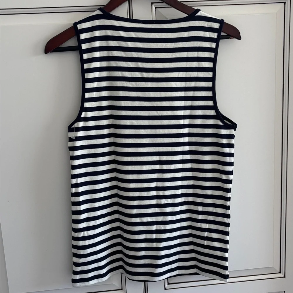 J. Crew Blue White‎ Striped Nautical Cotton Tank Top Women’s Size Large